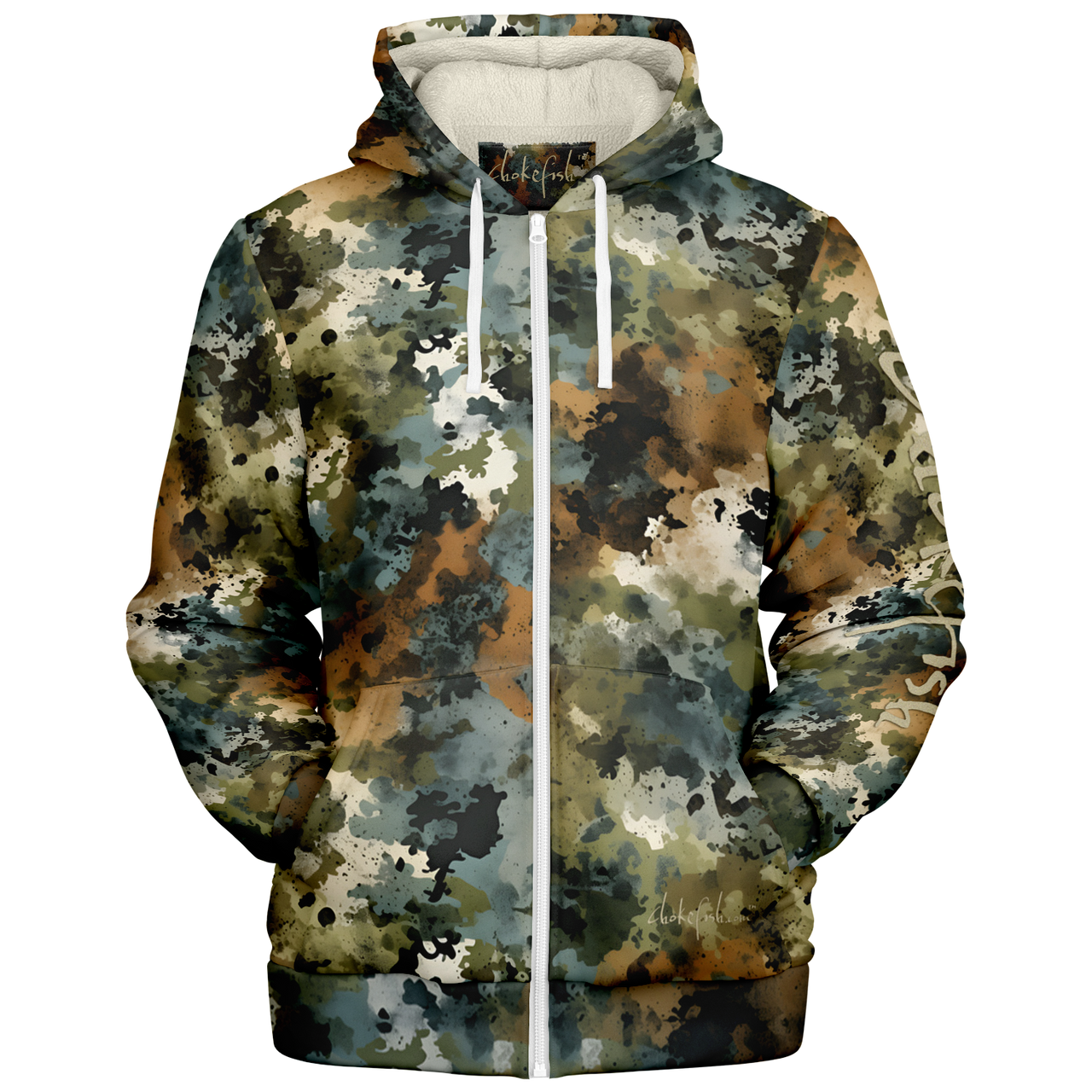 Chokefish™ Microfleece Zip-Up Hoodie Acid-Wash Colors-016