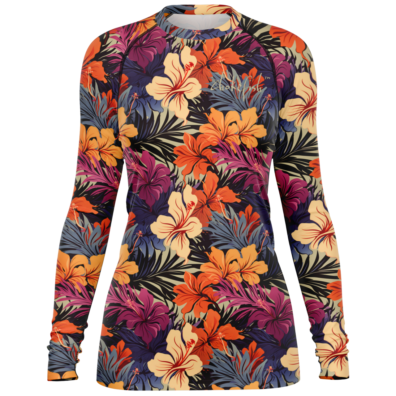 Chokefish™ Long Sleeve Rashguard Floral Woman's Shirt-007