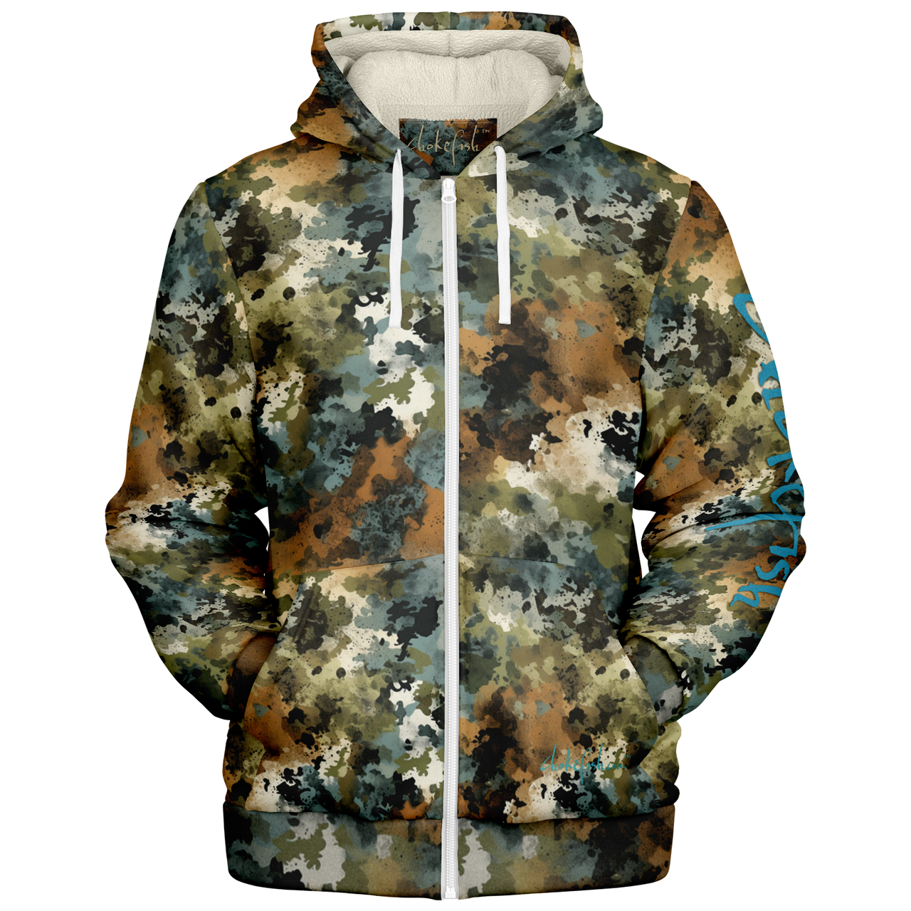 Chokefish™ Microfleece Zip-Up Hoodie Acid-Wash Colors-002
