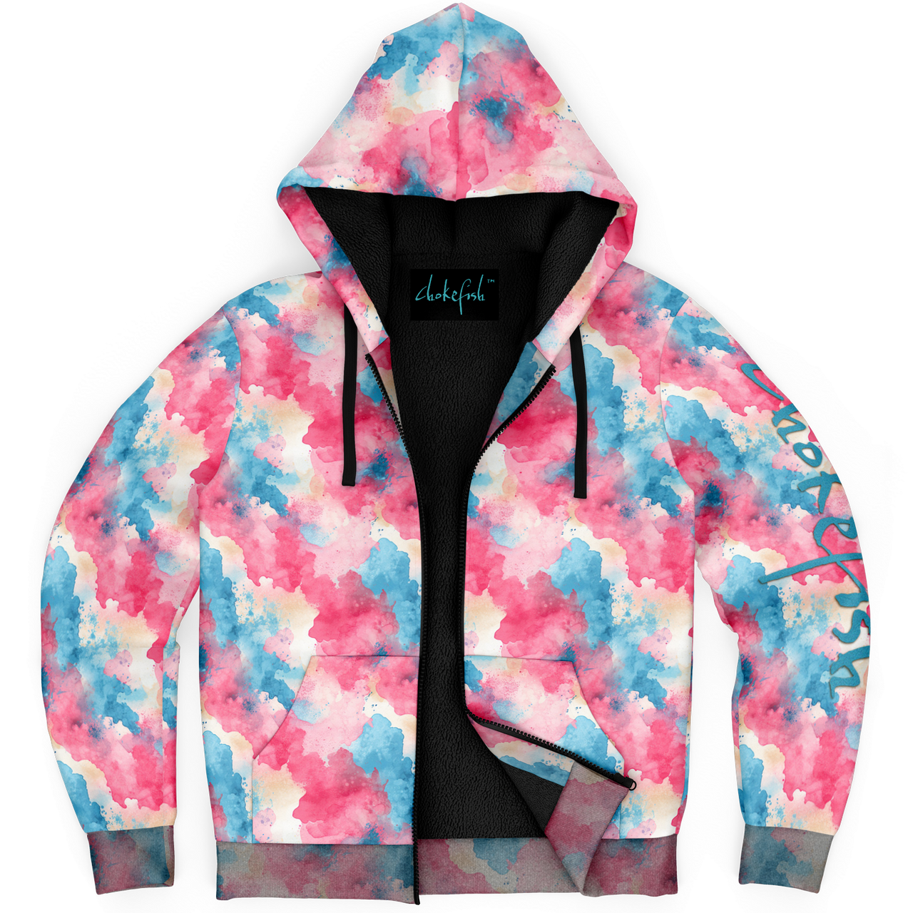 Chokefish™ Microfleece Zip-Up Hoodie Acid-Wash Colors-001B