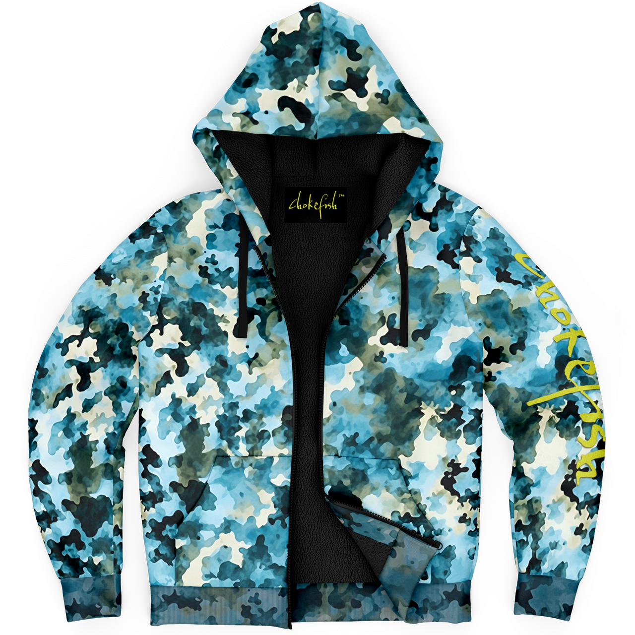 Chokefish™ Microfleece Zip-Up Hoodie Acid-Wash Colors-015B