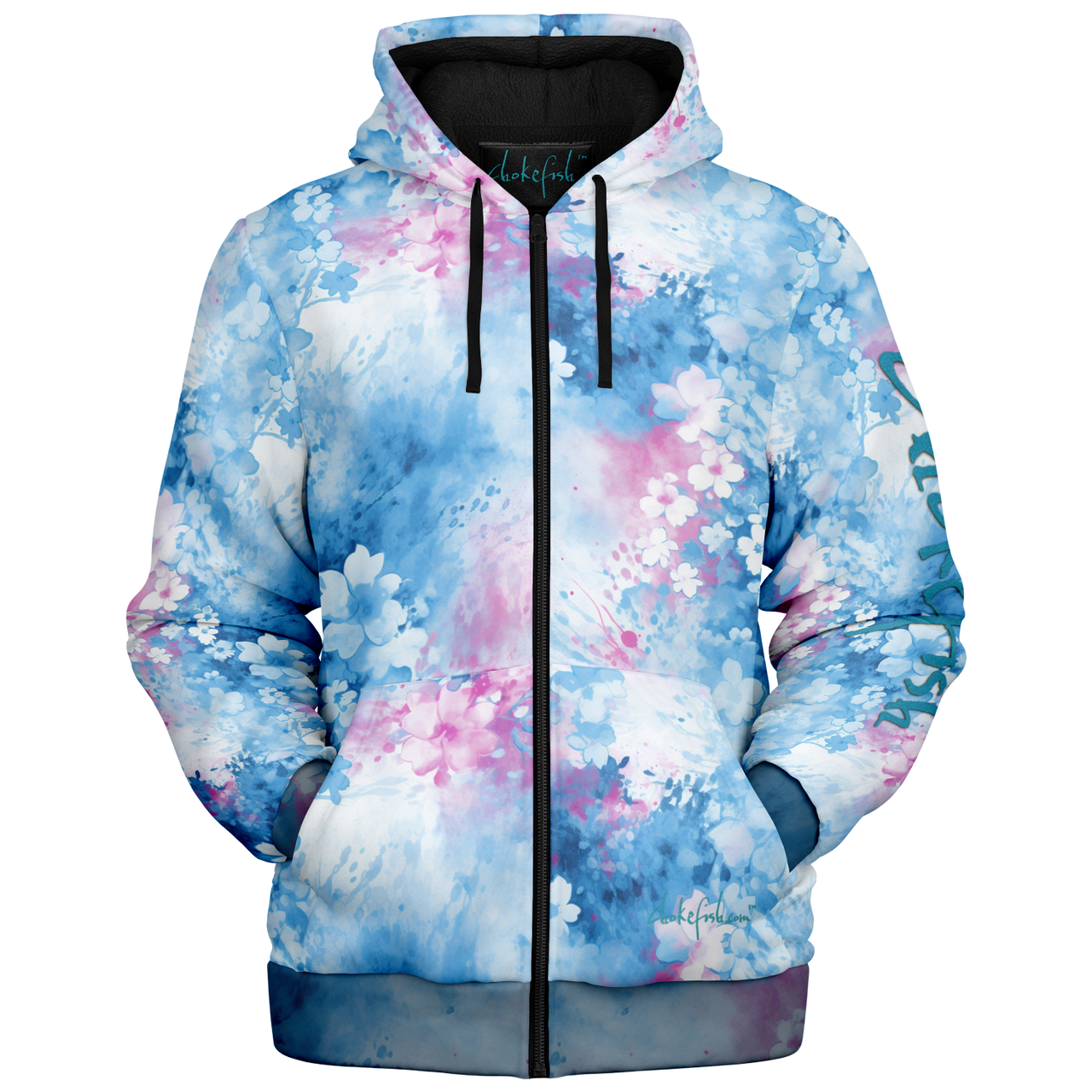 Chokefish™ Microfleece Zip-Up Hoodie Acid-Wash Colors-008B