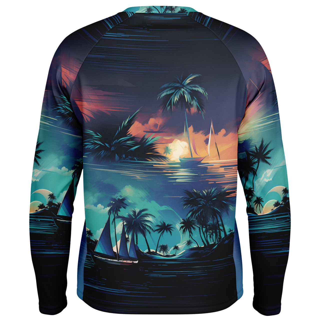 Chokefish™ Long Sleeve Every Day All Weather Trees&Boats Shirt Men's-009