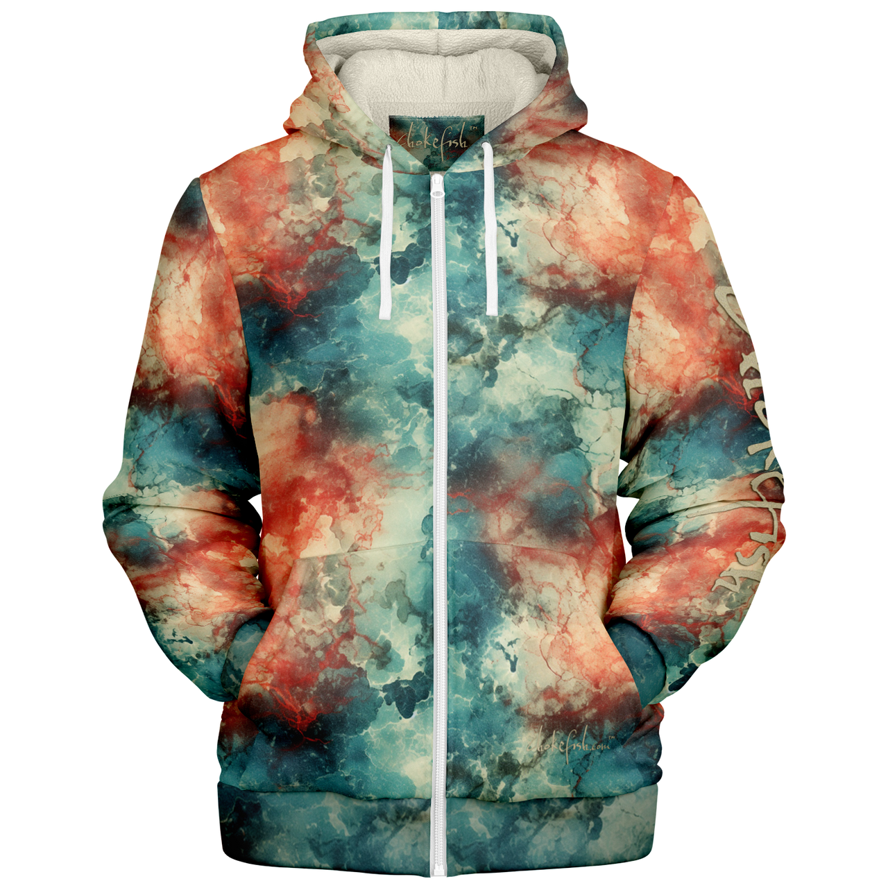 Chokefish™ Microfleece Zip-Up Hoodie Acid-Wash Colors-006
