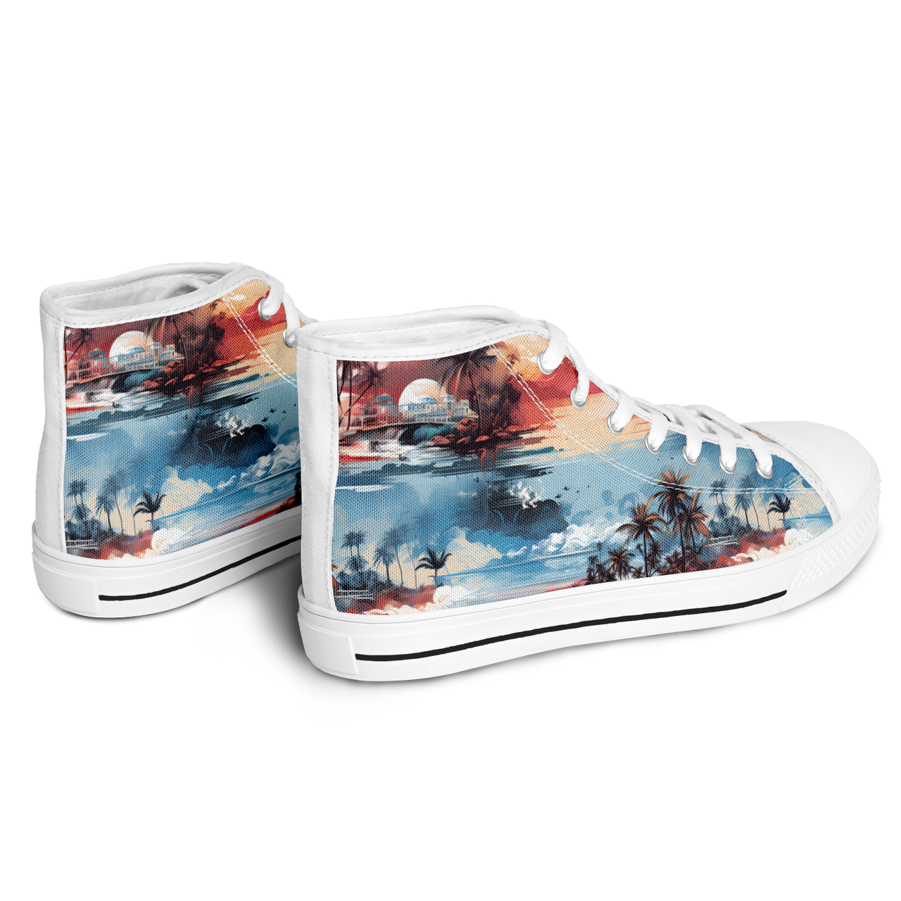 Chokefish™ Urban Peak Retro High Tops Trees & Boats-001