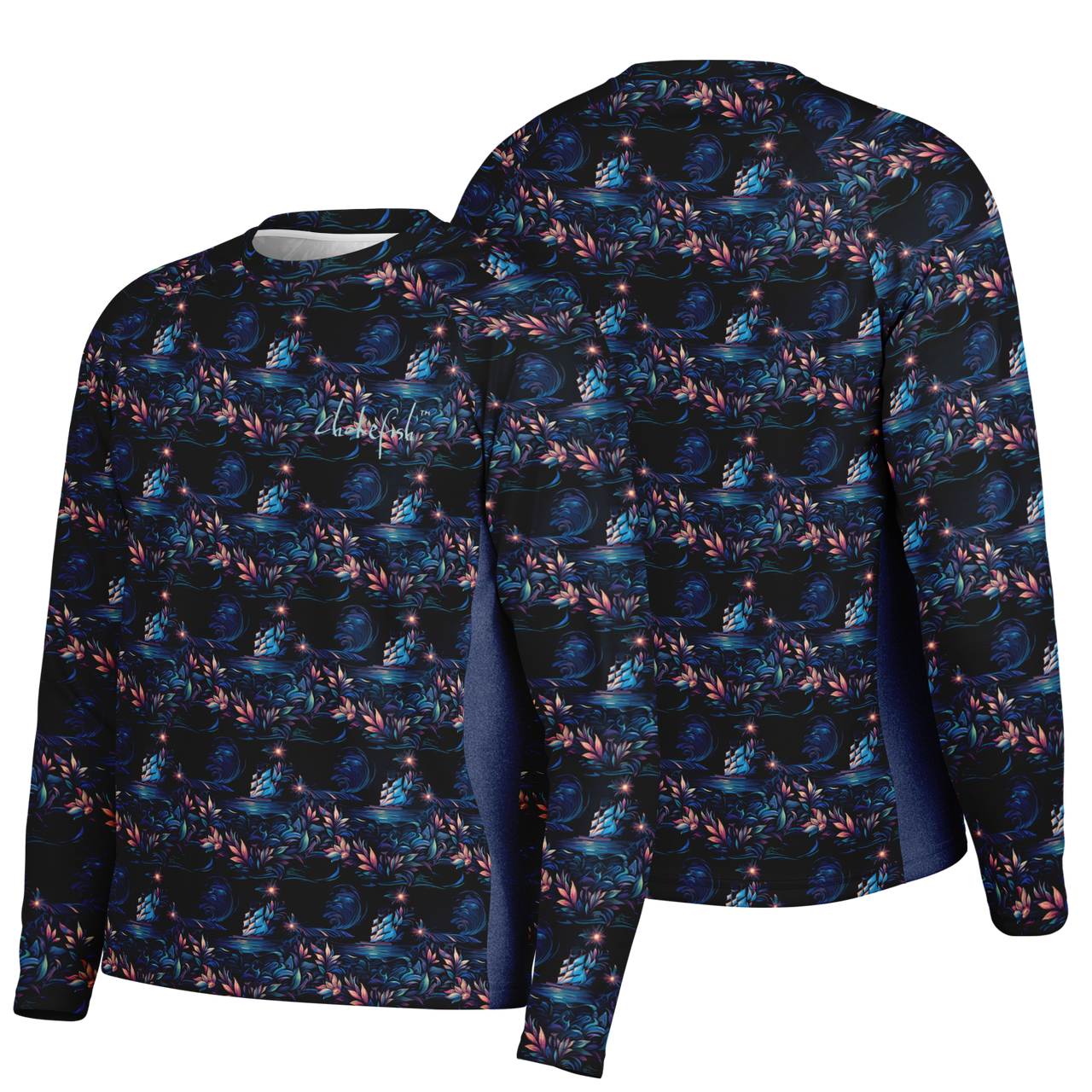 Chokefish™ Long Sleeve Every Day All Weather Trees&Boats Shirt Men's-019