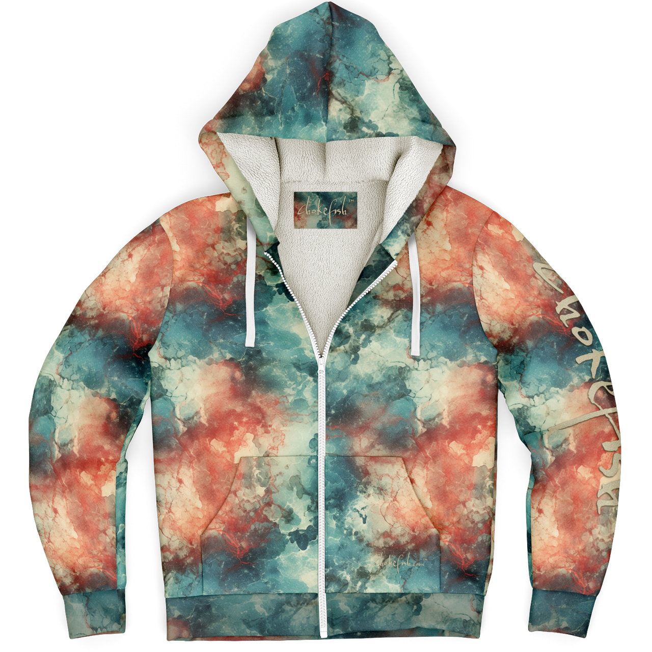 Chokefish™ Microfleece Zip-Up Hoodie Acid-Wash Colors-006