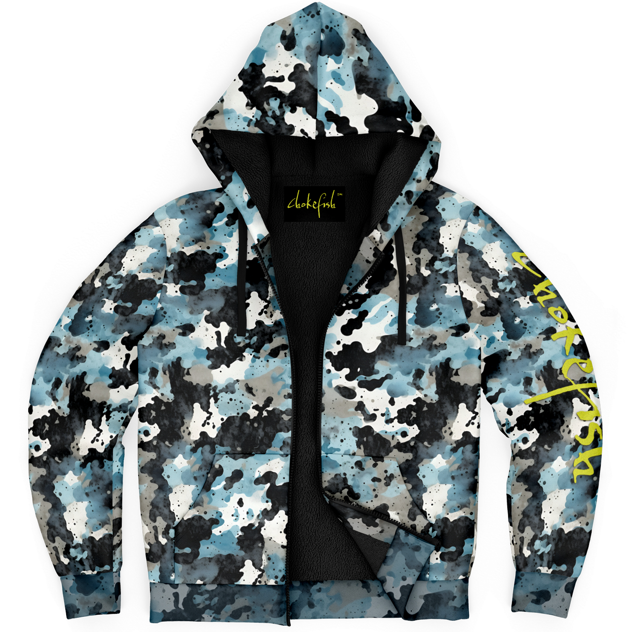 Chokefish™ Microfleece Zip-Up Hoodie Acid-Wash Colors-012B