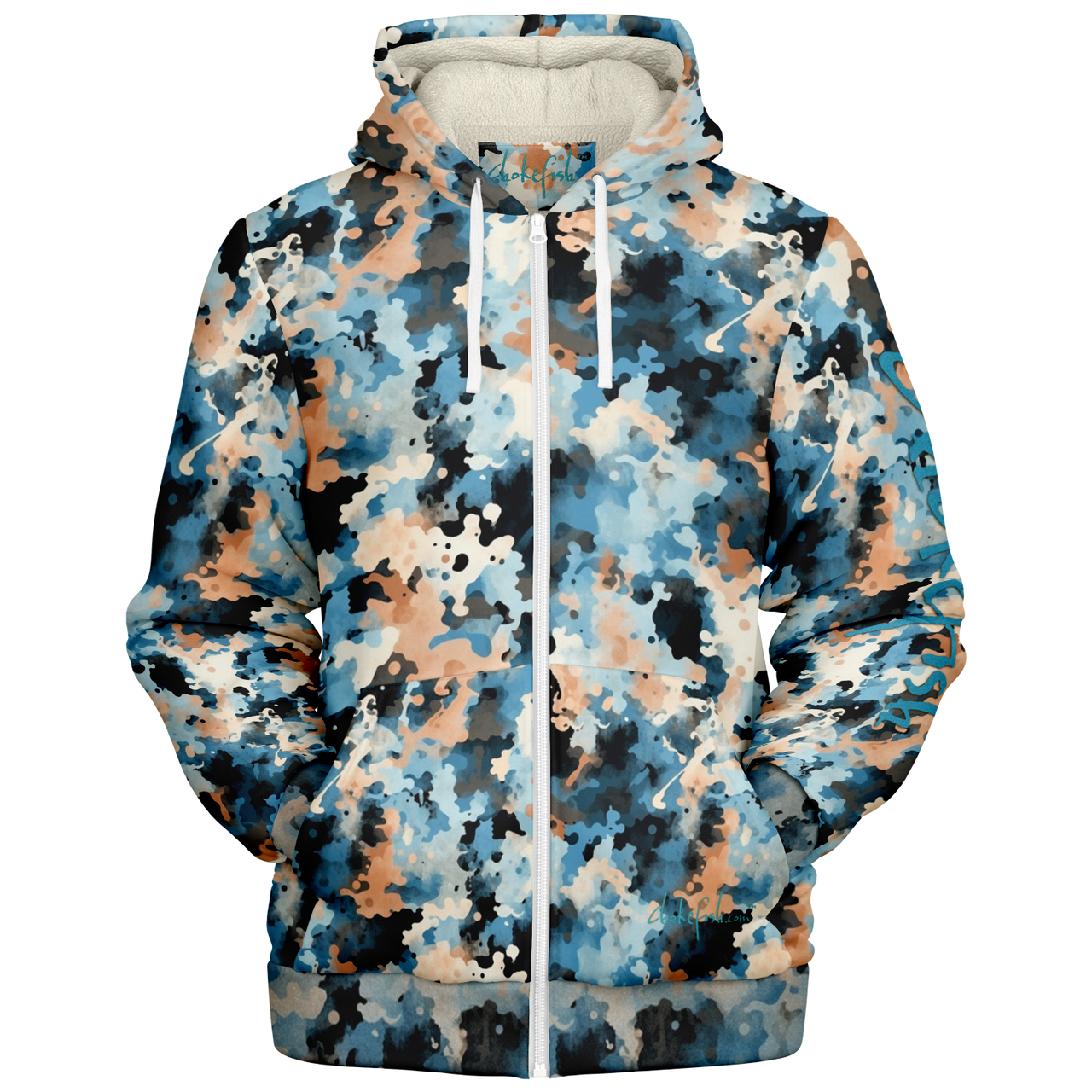 Chokefish™ Microfleece Zip-Up Hoodie Acid-Wash Colors-003
