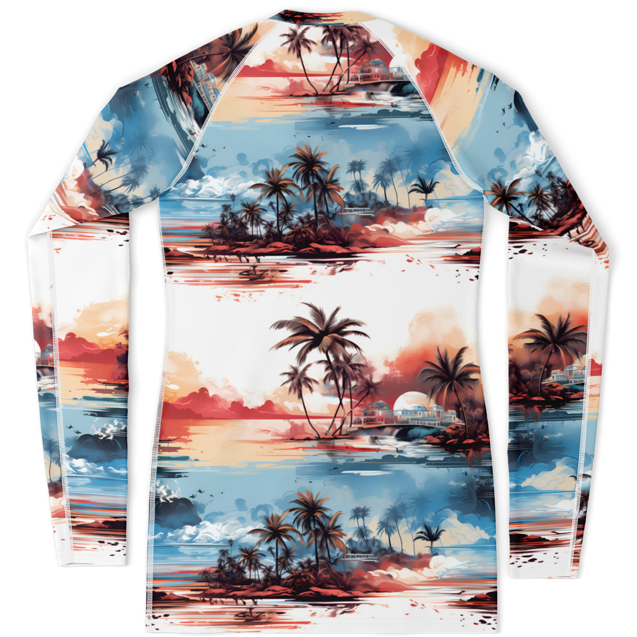 Chokefish™ Long Sleeve Rashguard Trees&Boats Woman's Shirt-001