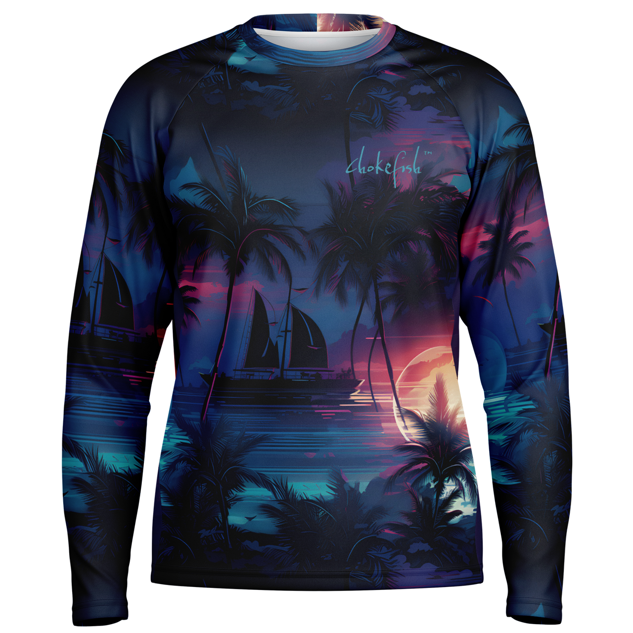 Chokefish™ Long Sleeve Every Day All Weather Trees&Boats Shirt Men's-012