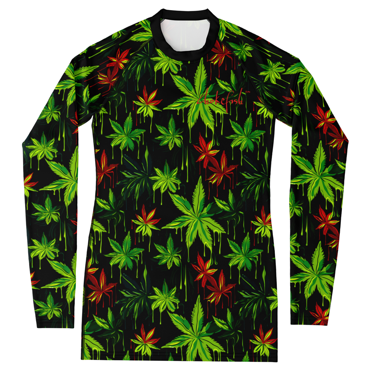 Chokefish™ Long Sleeve Rashguard Cannabis Woman's Shirt-002