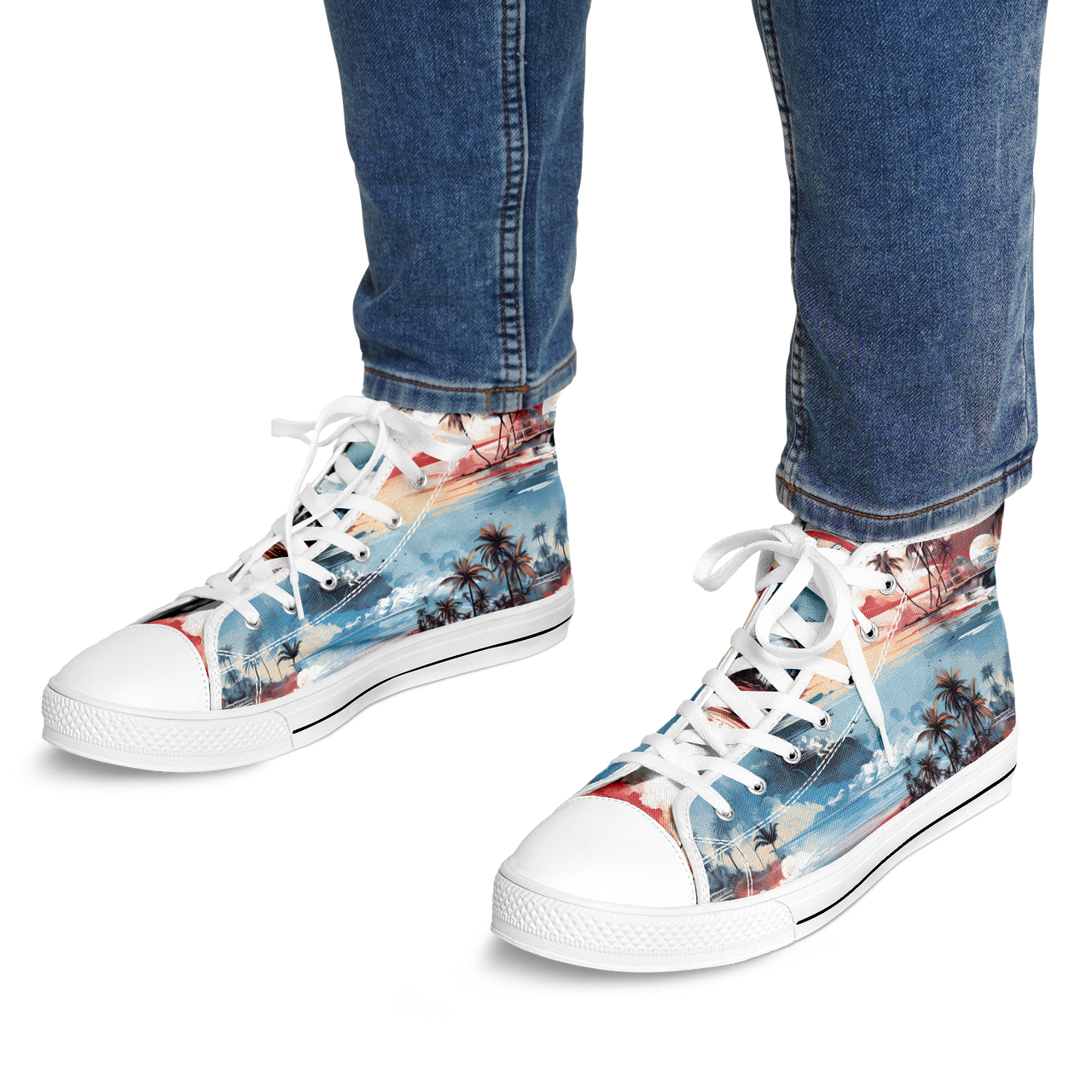 Chokefish™ Urban Peak Retro High Tops Trees & Boats-001