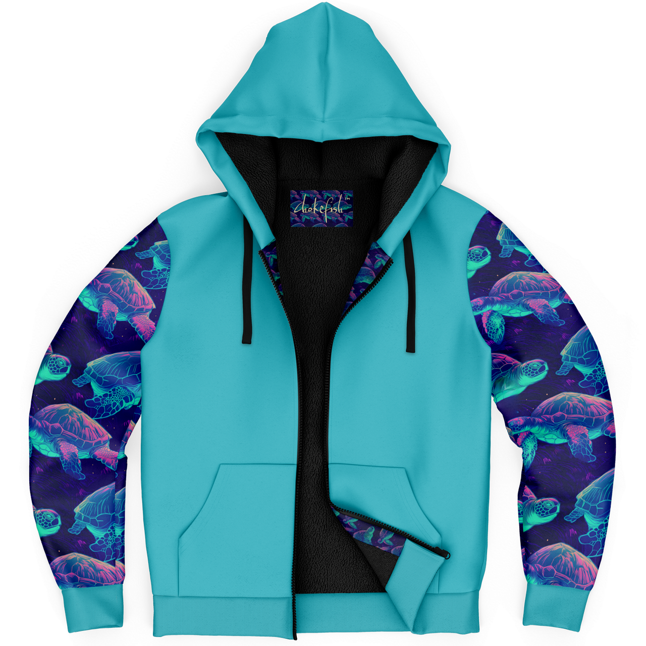Chokefish™ Microfleece Zip-Up Hoodie Marine Life-014B