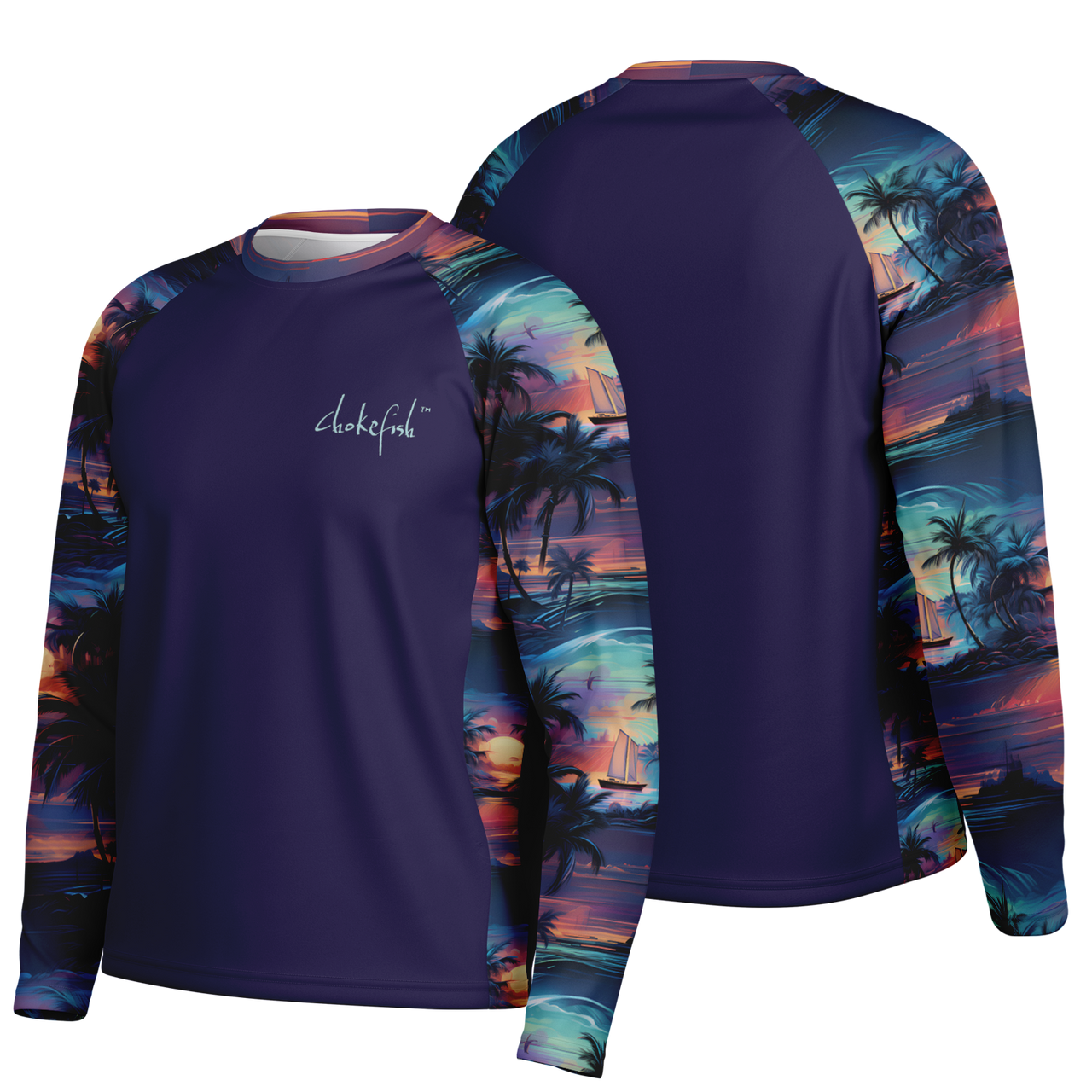 Chokefish™ Long Sleeve Every Day All Weather Trees&Boats Shirt Men's-004
