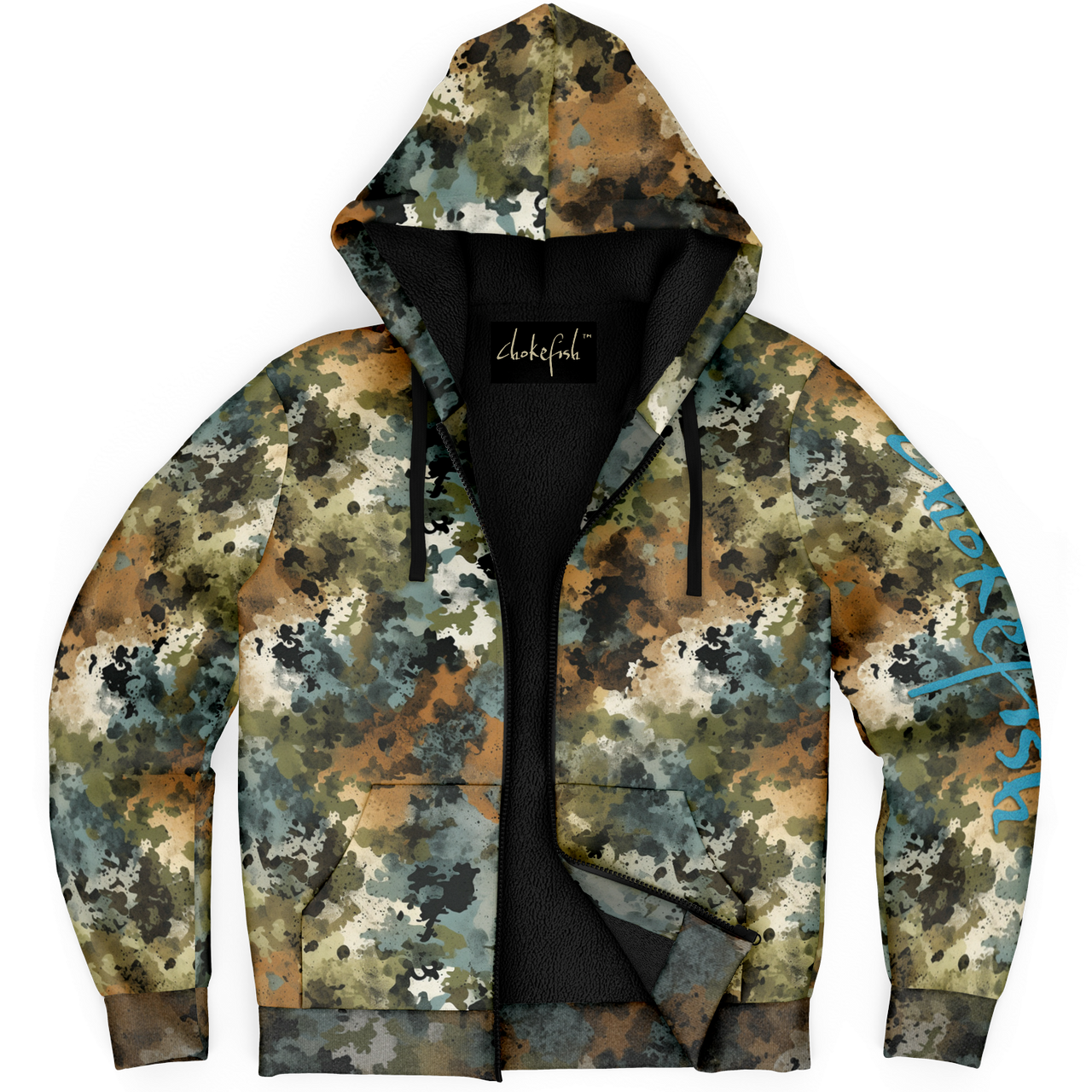 Chokefish™ Microfleece Zip-Up Hoodie Acid-Wash Colors-002B