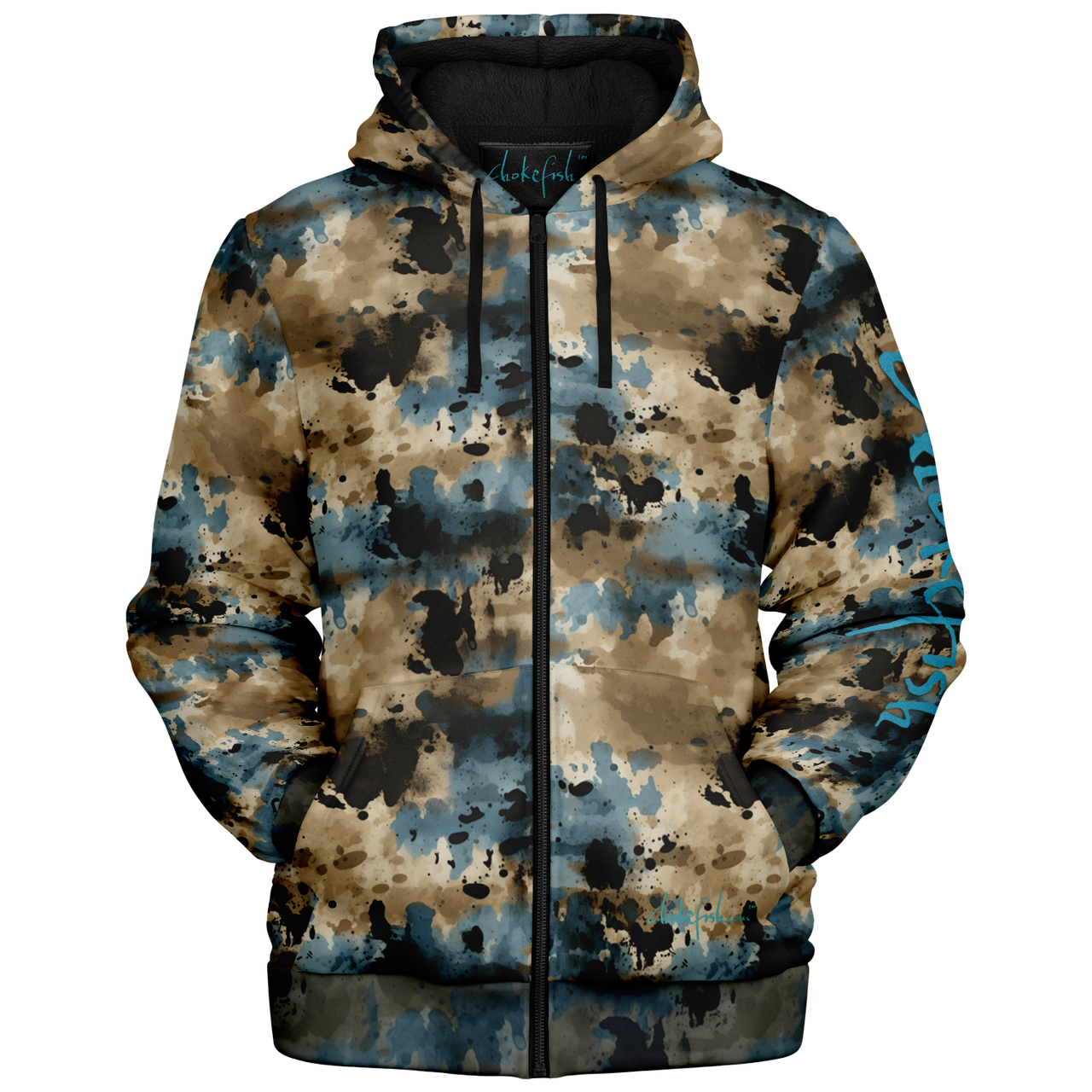 Chokefish™ Microfleece Zip-Up Hoodie Acid-Wash Colors-014B