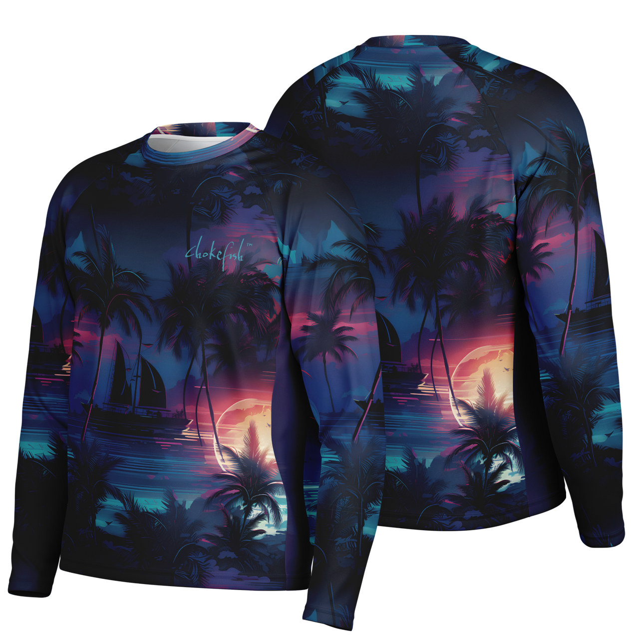 Chokefish™ Long Sleeve Every Day All Weather Trees&Boats Shirt Men's-012