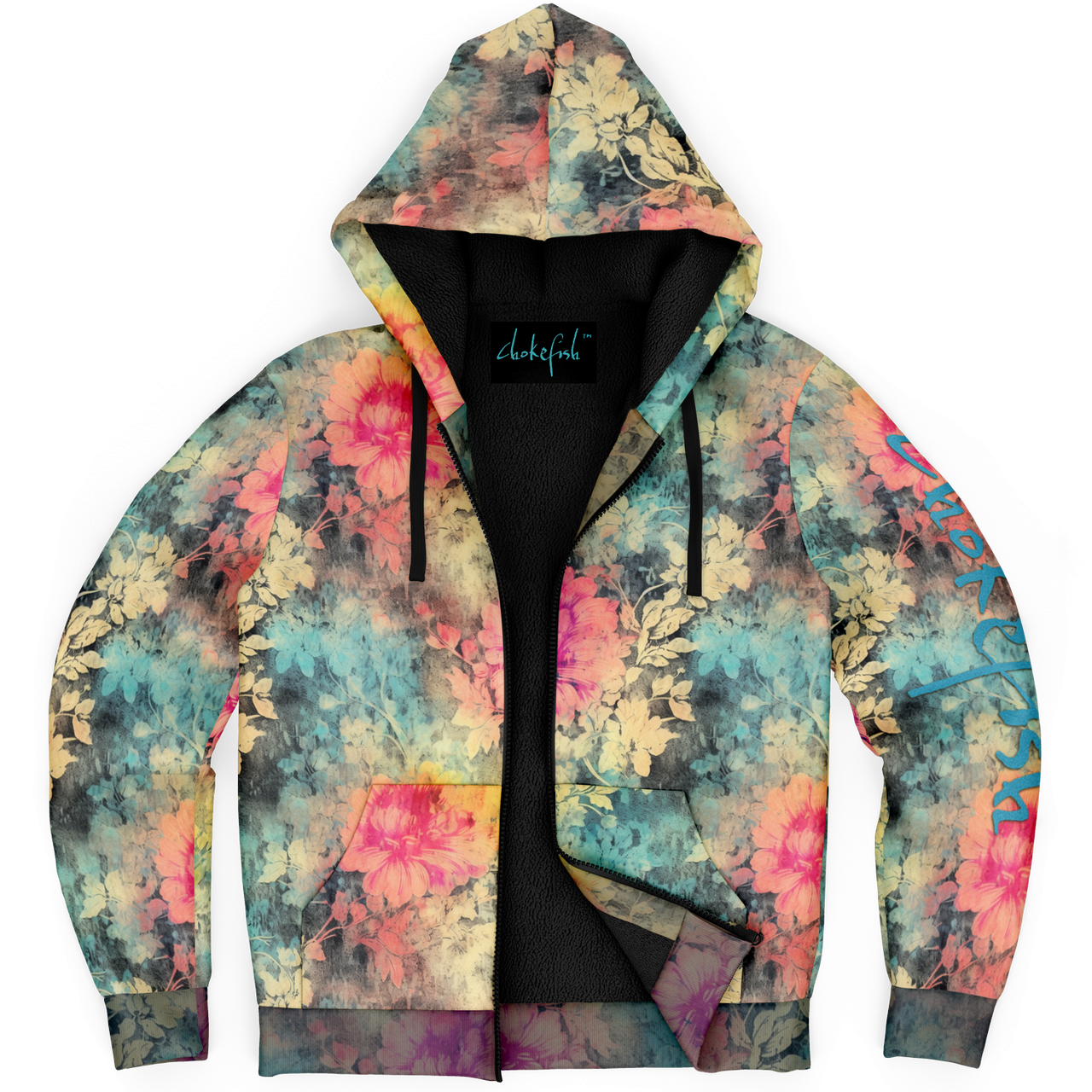 Chokefish™ Microfleece Zip-Up Hoodie Acid-Wash Colors-009B