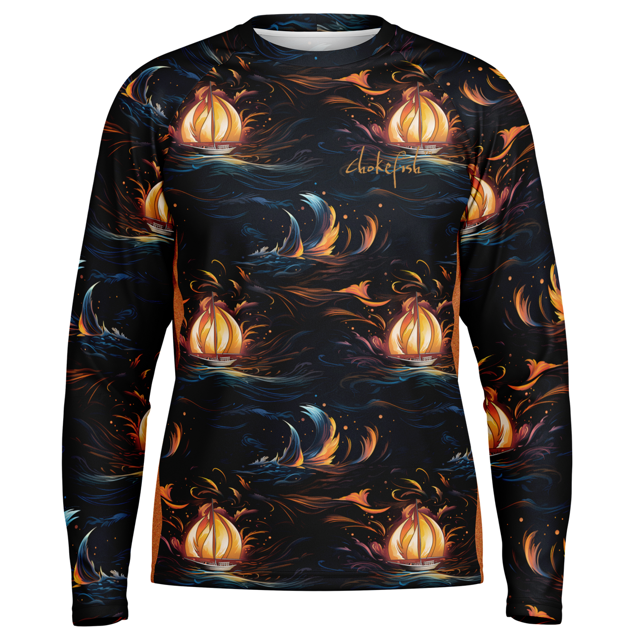 Chokefish™ Long Sleeve Every Day All Weather Trees&Boats Shirt Men's-005