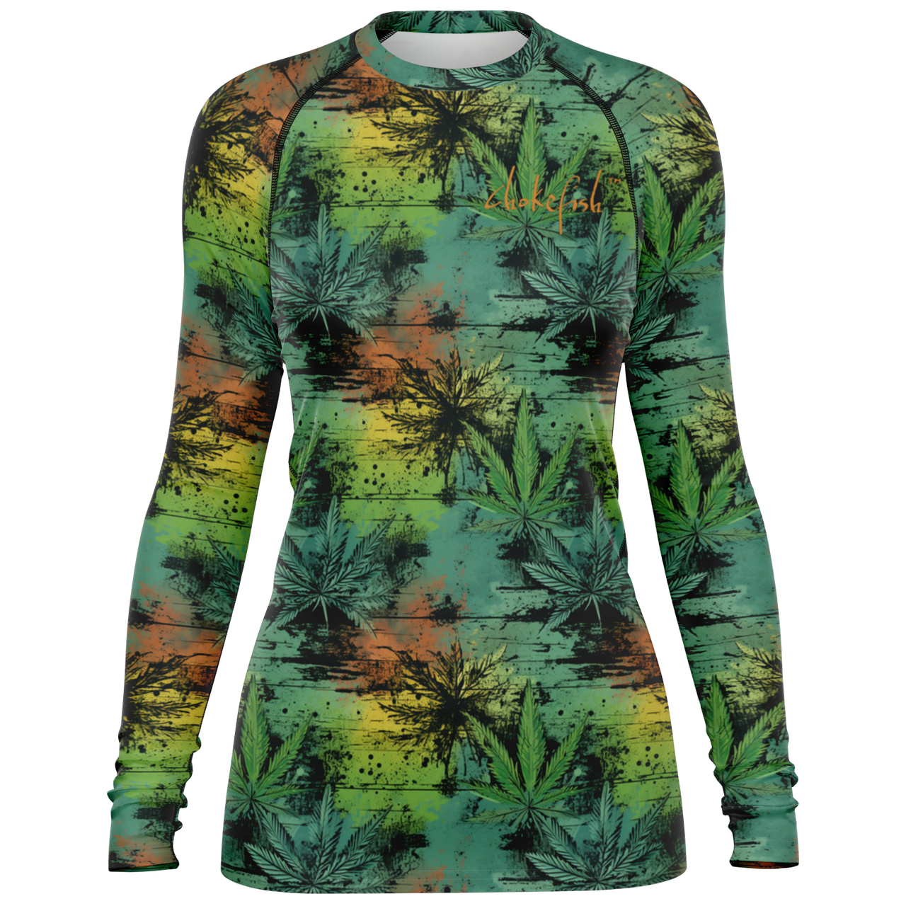 Chokefish™ Long Sleeve Rashguard Cannabis Woman's Shirt-006