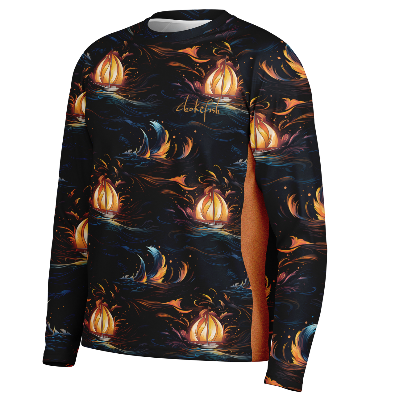 Chokefish™ Long Sleeve Every Day All Weather Trees&Boats Shirt Men's-005