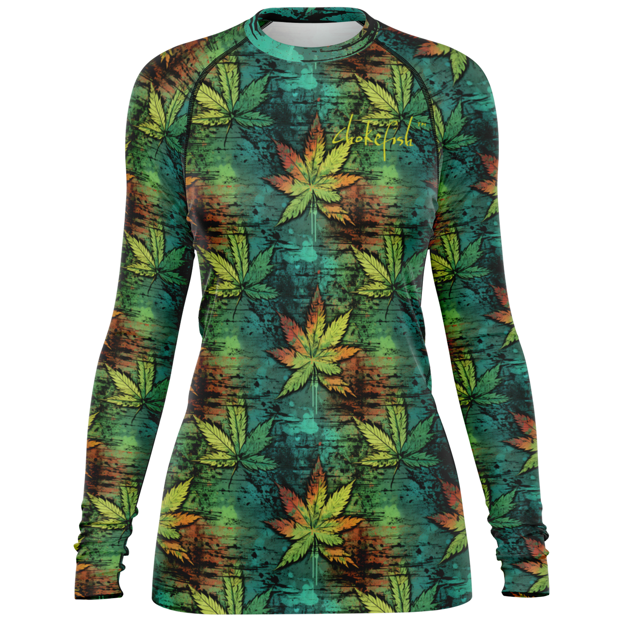Chokefish™ Long Sleeve Rashguard Cannabis Woman's Shirt-004