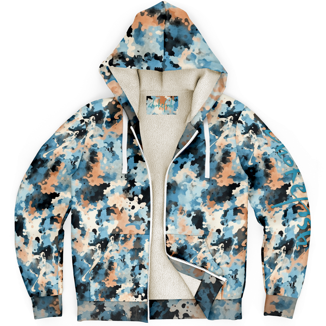 Chokefish™ Microfleece Zip-Up Hoodie Acid-Wash Colors-003