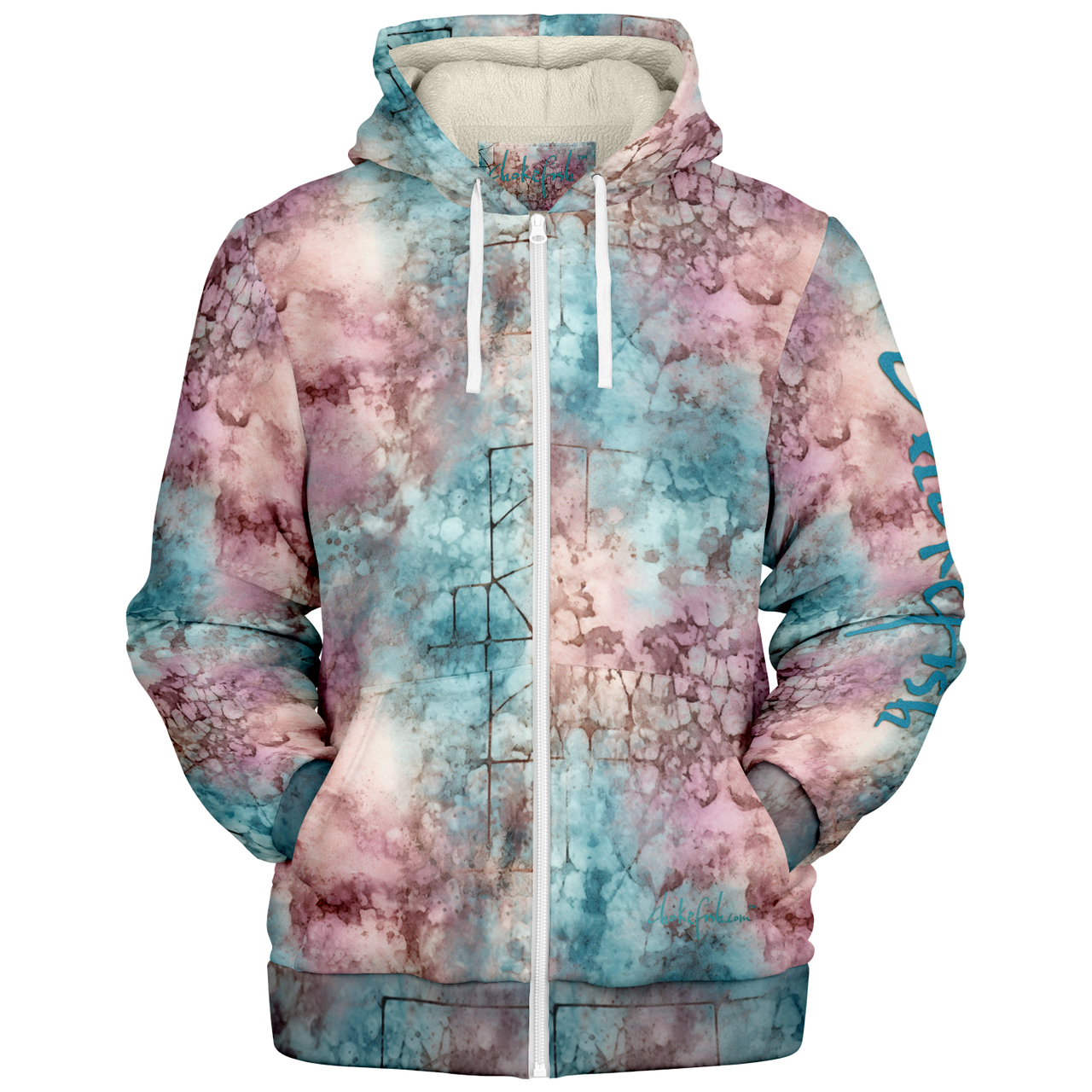 Chokefish™ Microfleece Zip-Up Hoodie Acid-Wash Colors-005