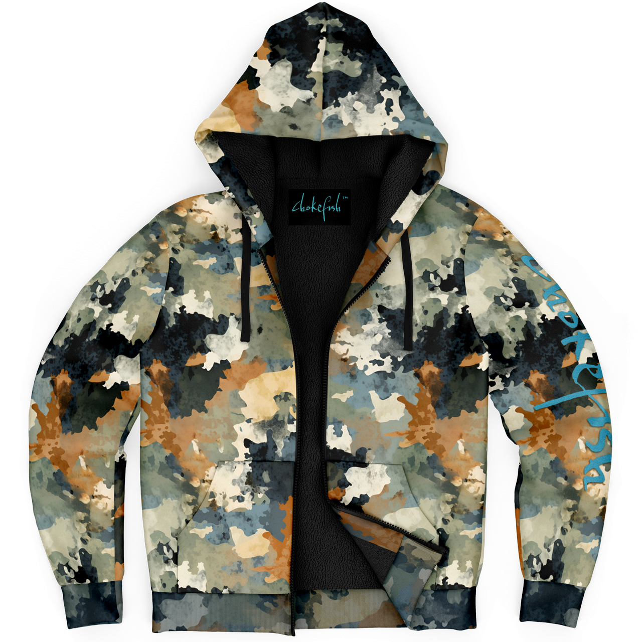 Chokefish™ Microfleece Zip-Up Hoodie Acid-Wash Colors-013B