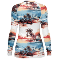 Chokefish™ Long Sleeve Rashguard Trees&Boats Woman's Shirt-001