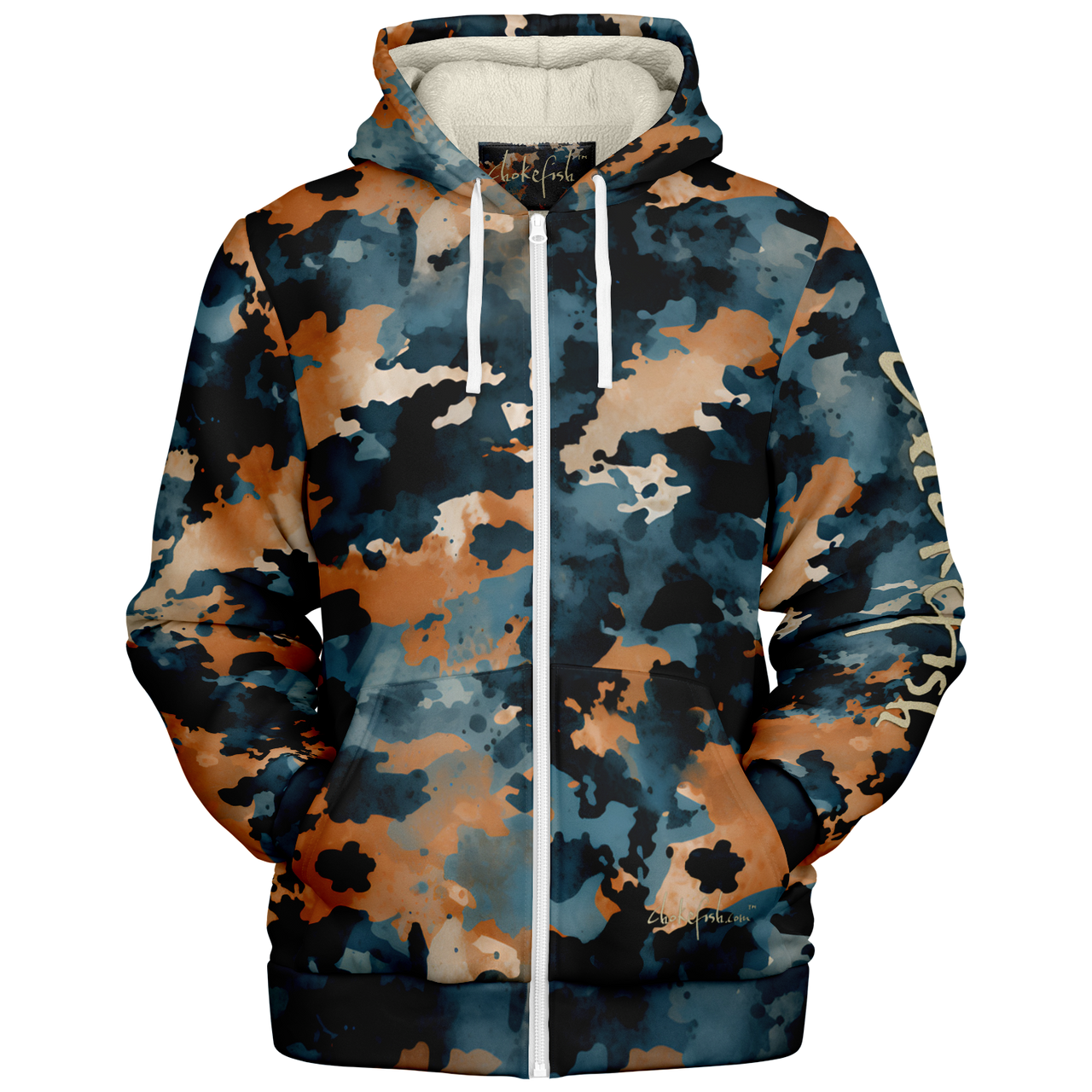 Chokefish™ Microfleece Zip-Up Hoodie Acid-Wash Colors-011