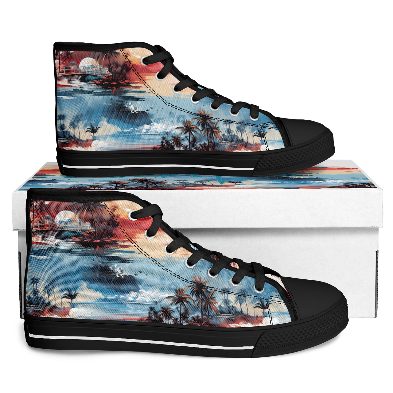 Chokefish™ Urban Peak Retro High Tops Trees & Boats-001-2