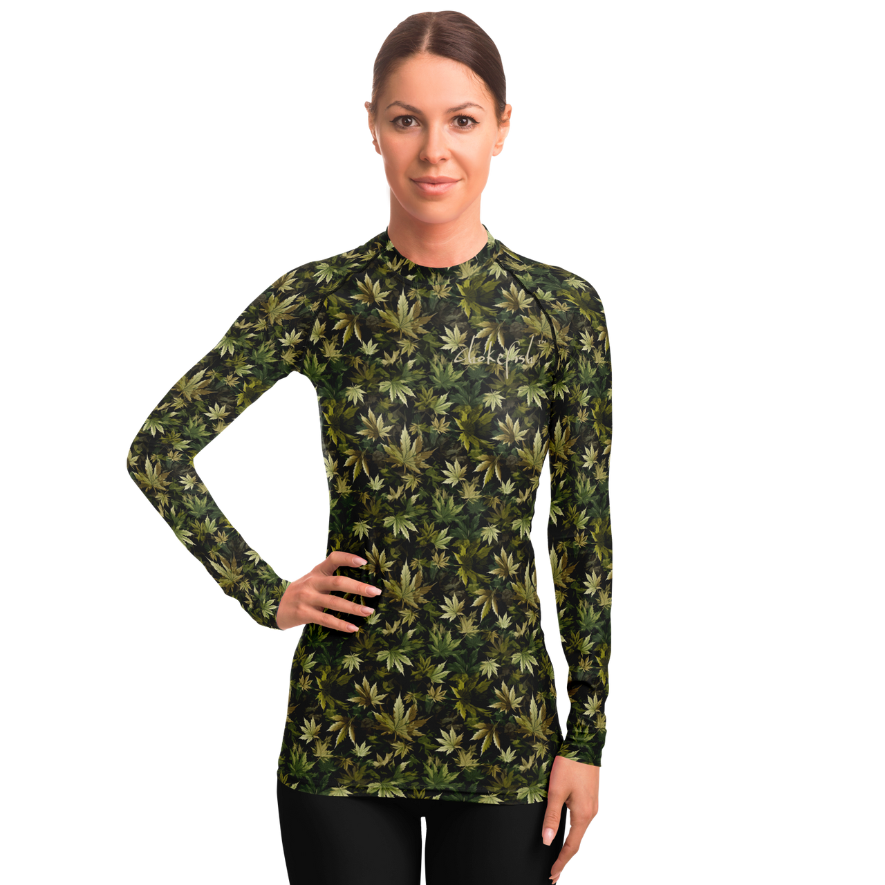 Chokefish™ Long Sleeve Rashguard Cannabis Woman's Shirt-007
