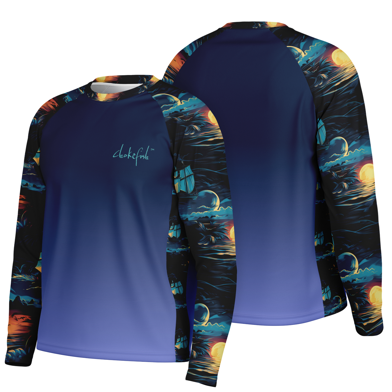 Chokefish™ Long Sleeve Every Day All Weather Trees&Boats Shirt Men's-016