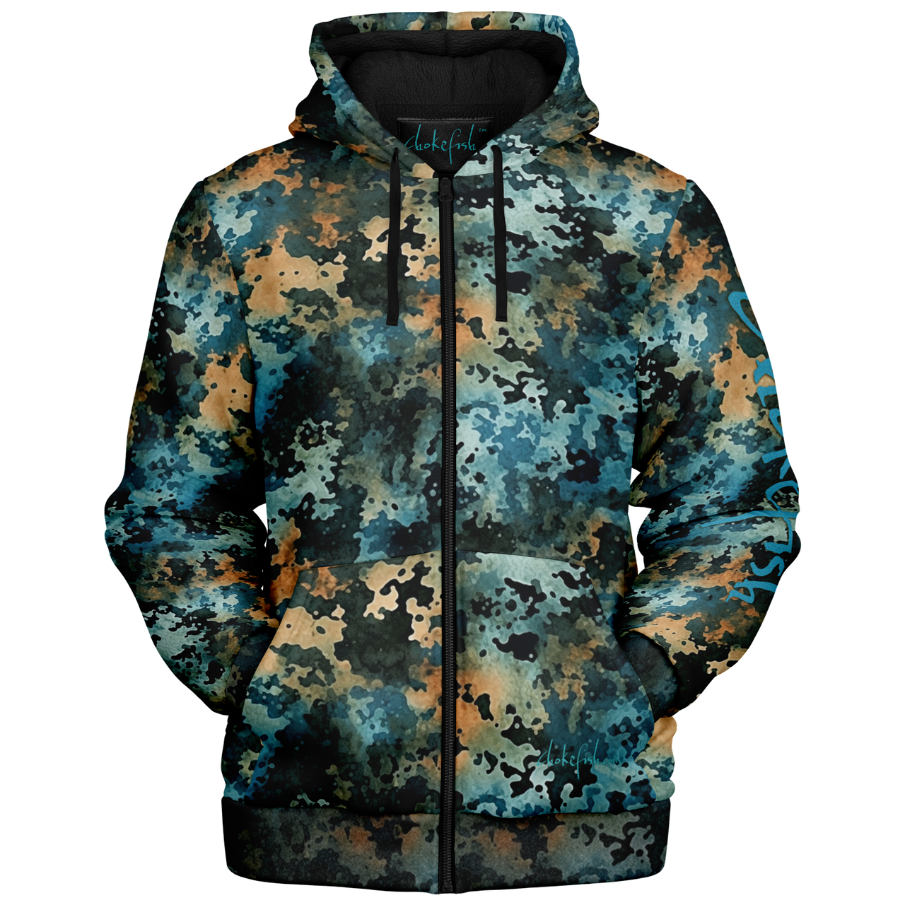 Chokefish™ Microfleece Zip-Up Hoodie Acid-Wash Colors-004B