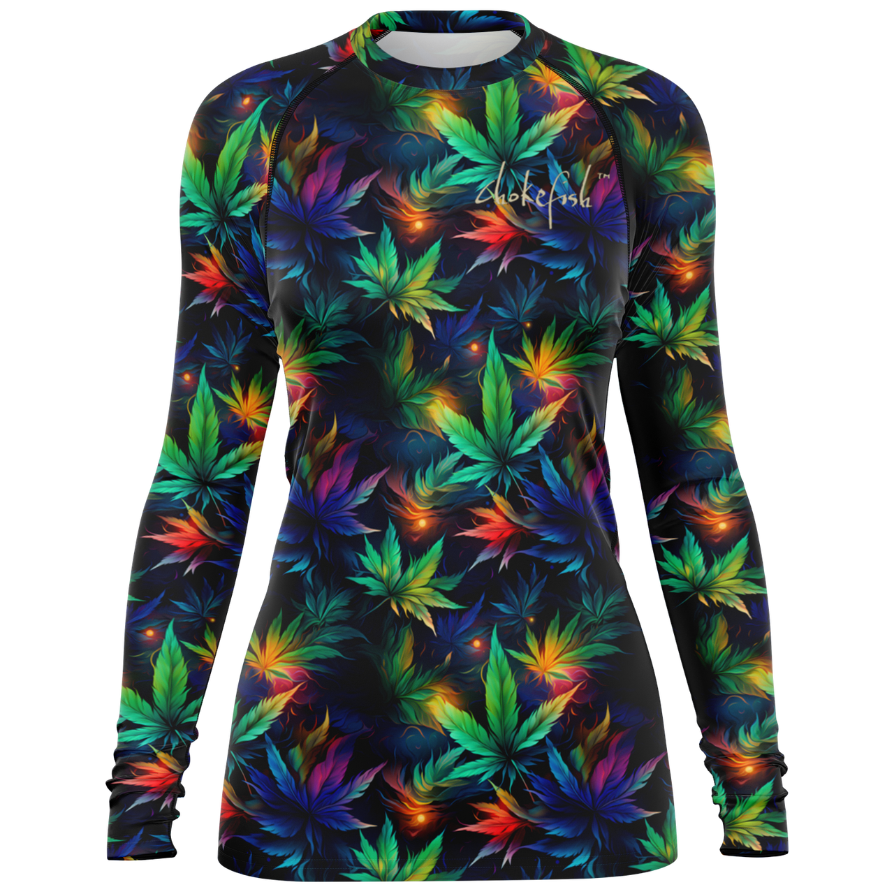 Chokefish™ Long Sleeve Rashguard Cannabis Woman's Shirt-003