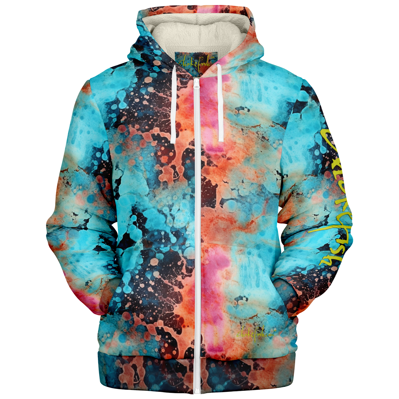 Chokefish™ Microfleece Zip-Up Hoodie Acid-Wash Colors-007