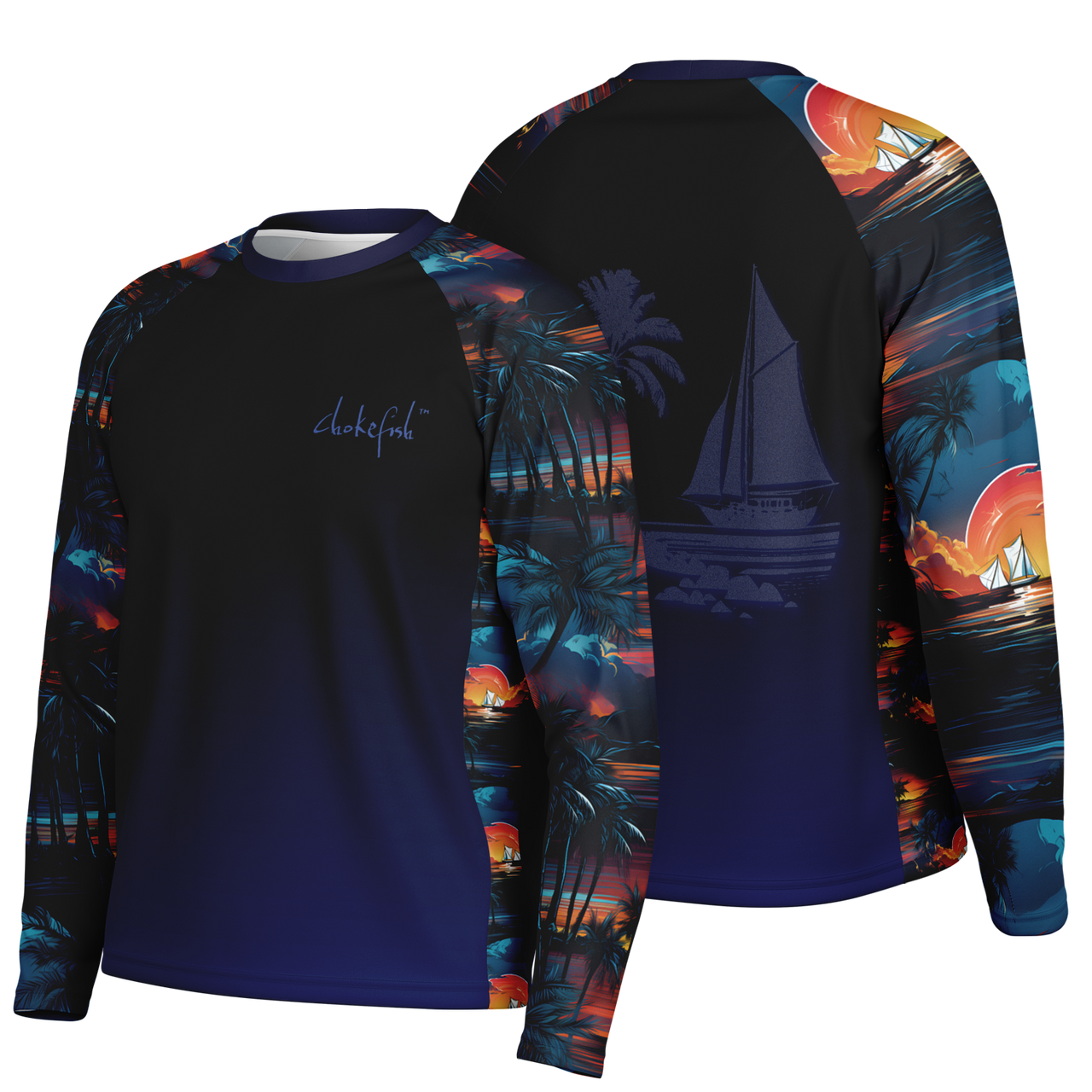 Chokefish™ Long Sleeve Every Day All Weather Trees&Boats Shirt Men's-007-Special-Edition