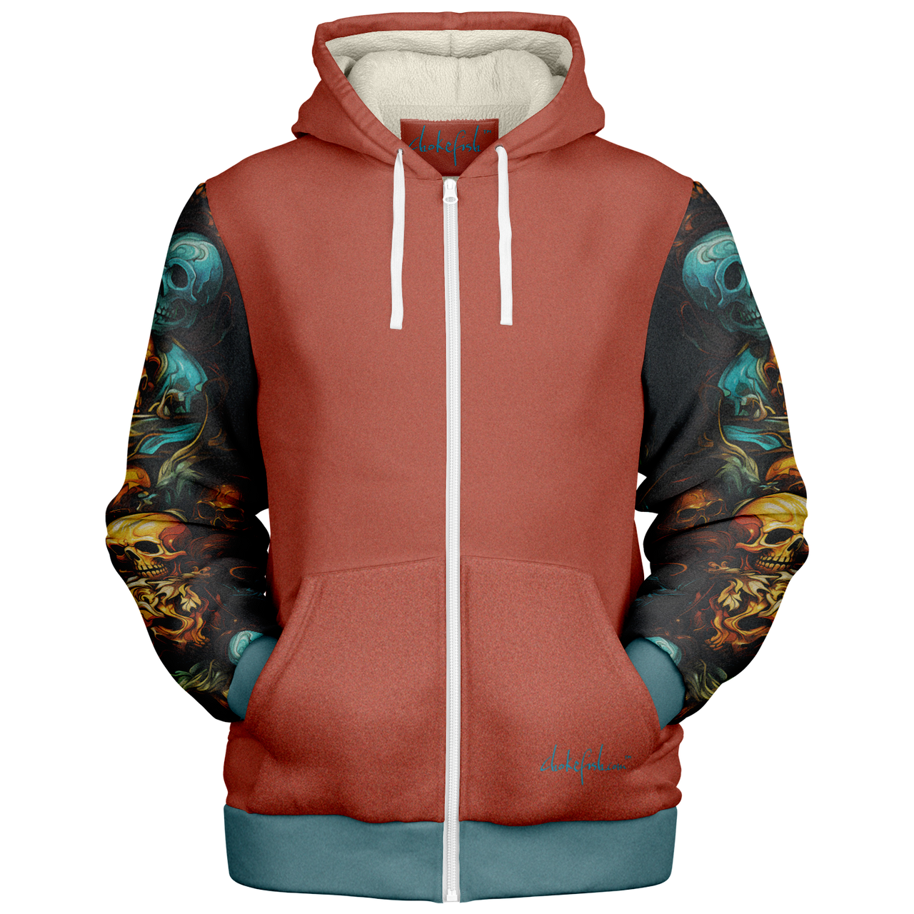 Chokefish™ Microfleece Zip-Up Hoodie Skulls-001