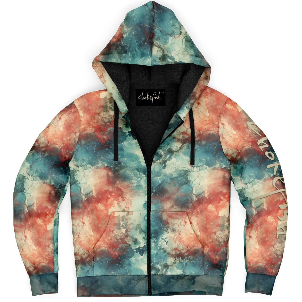 Chokefish™ Microfleece Zip-Up Hoodie Acid-Wash Colors-006B