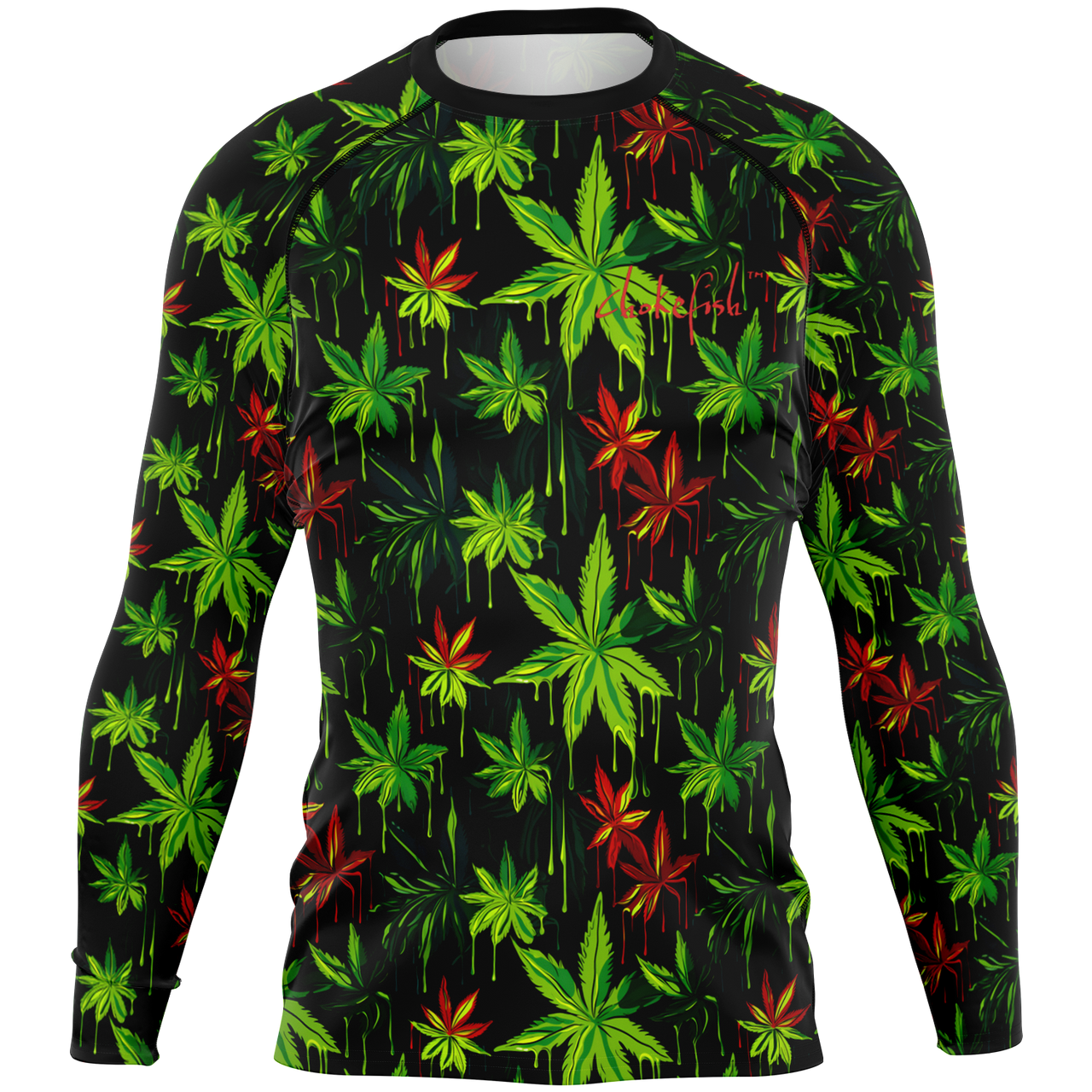 Chokefish™ Long Sleeve Rashguard Cannabis Men's Shirt-002