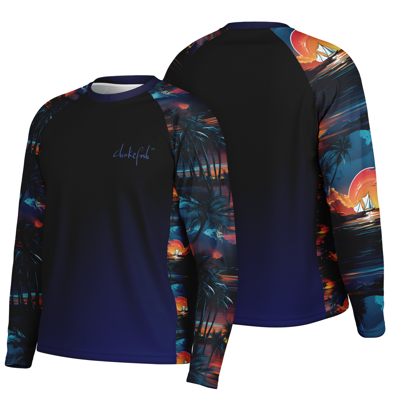 Chokefish™ Long Sleeve Every Day All Weather Trees&Boats Shirt Men's-007
