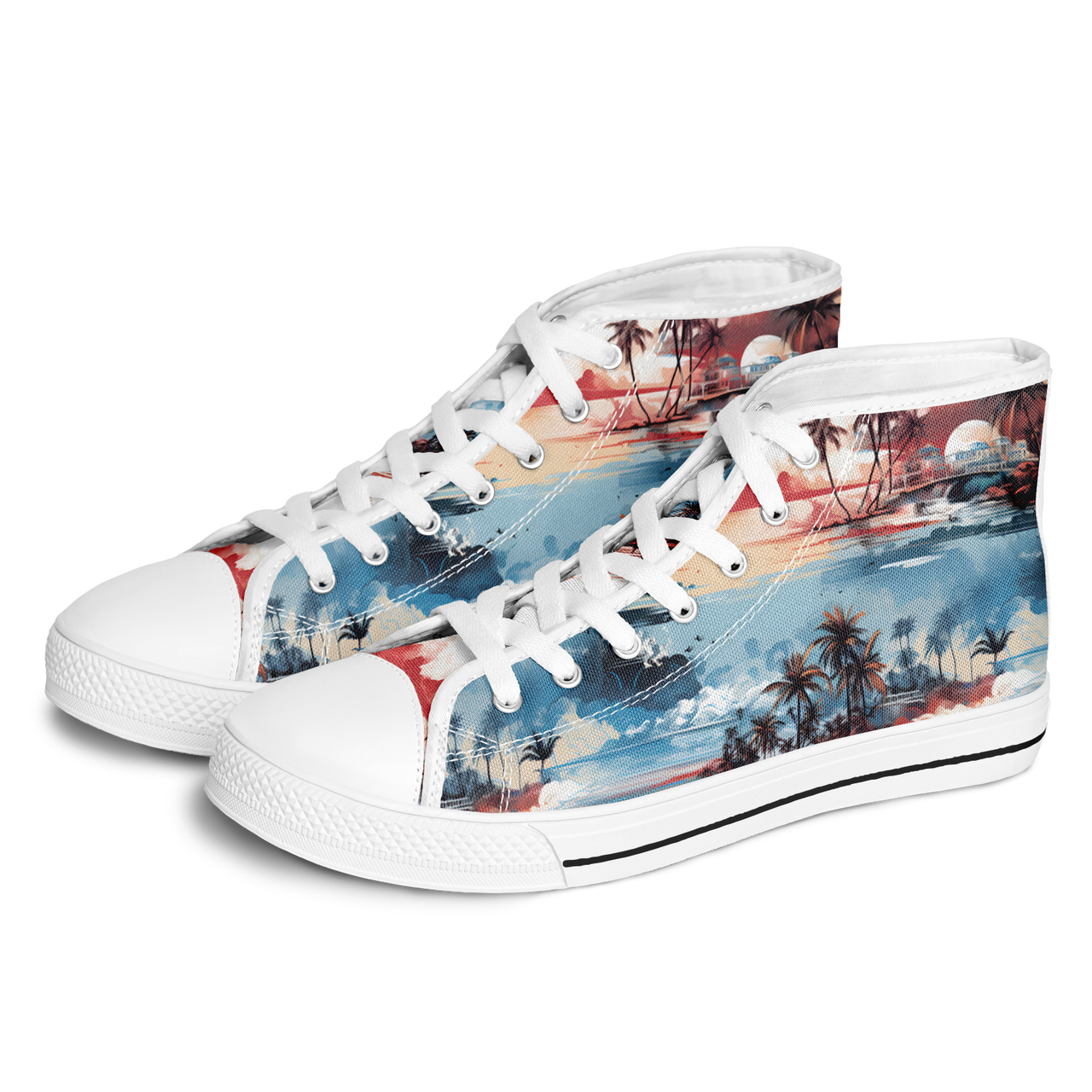 Chokefish™ Urban Peak Retro High Tops Trees & Boats-001
