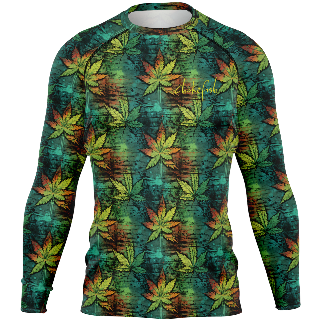 Chokefish™ Long Sleeve Rashguard Cannabis Men's Shirt-004