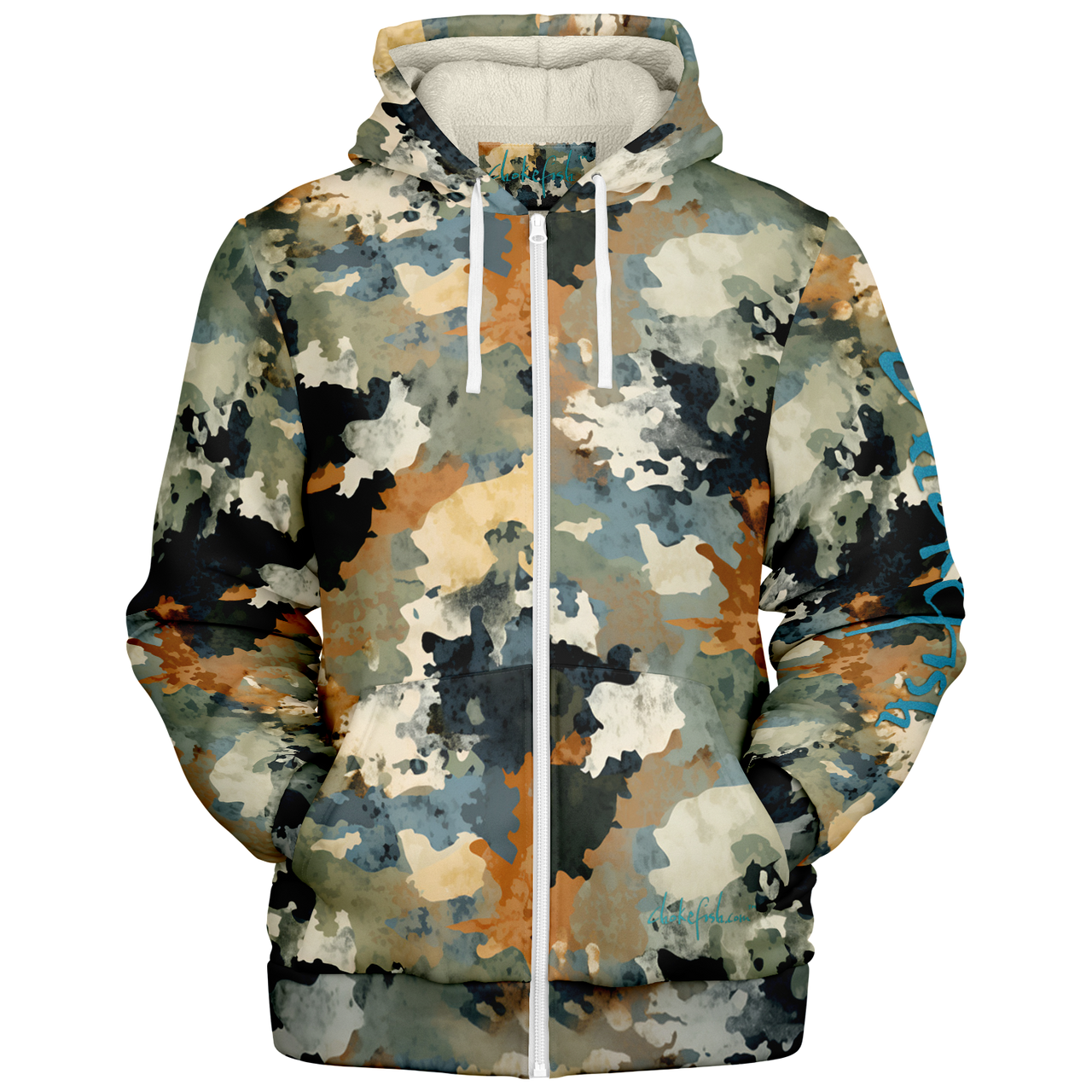 Chokefish™ Microfleece Zip-Up Hoodie Acid-Wash Colors-013