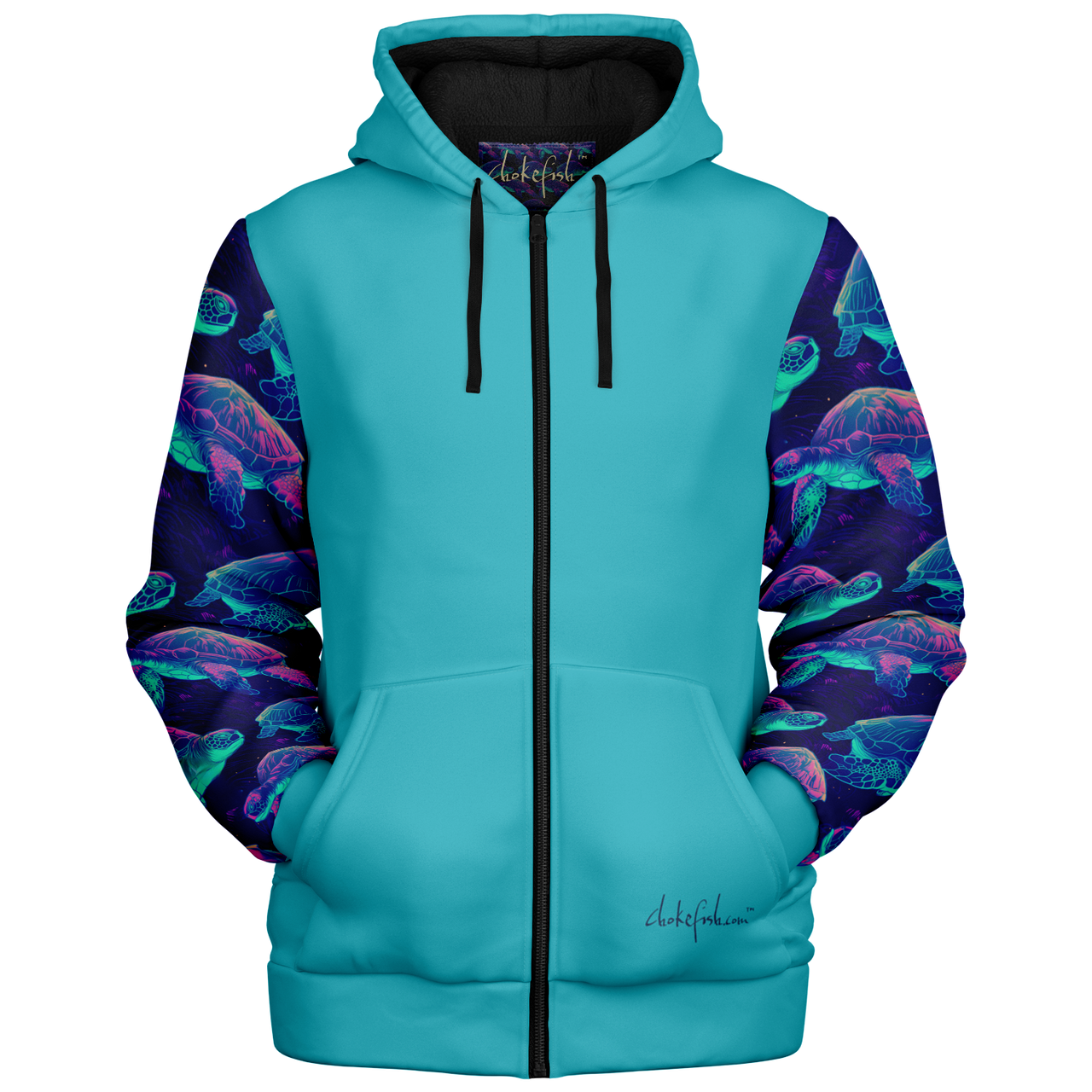 Chokefish™ Microfleece Zip-Up Hoodie Marine Life-014B