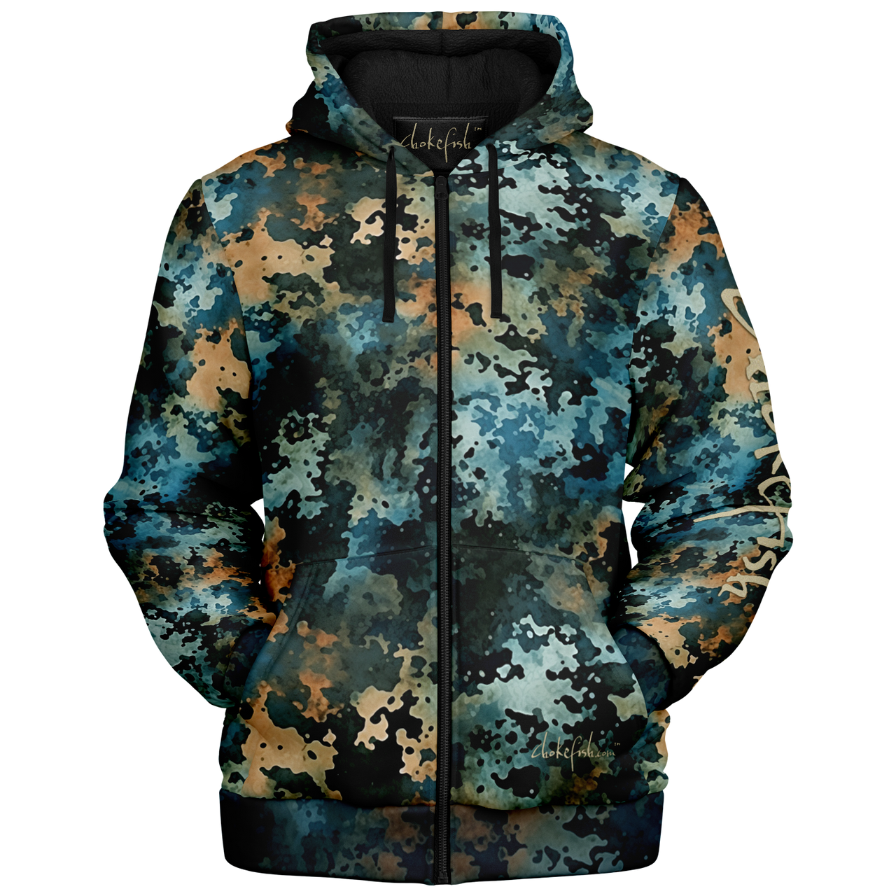 Chokefish™ Microfleece Zip-Up Hoodie Acid-Wash Colors-018B