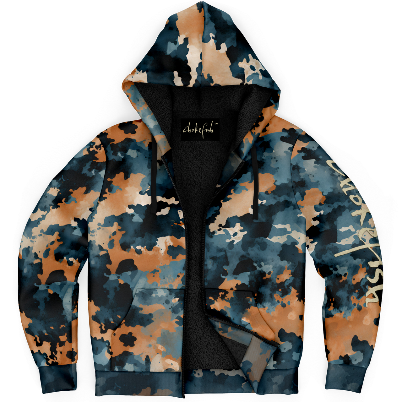 Chokefish™ Microfleece Zip-Up Hoodie Acid-Wash Colors-011B