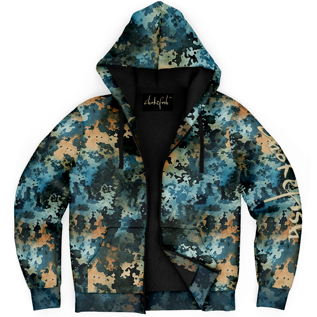 Chokefish™ Microfleece Zip-Up Hoodie Acid-Wash Colors-018B